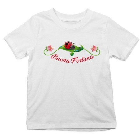 T-shirt bambino buona fortuna coccinella