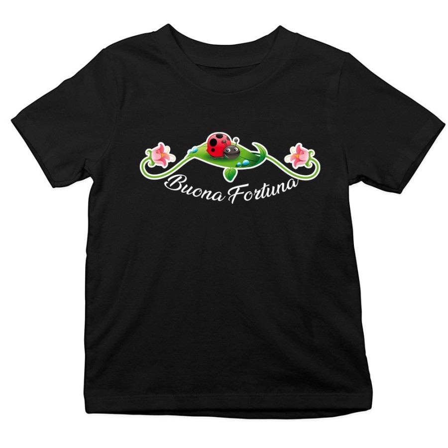 T-shirt bambino buona fortuna coccinella Divertenti