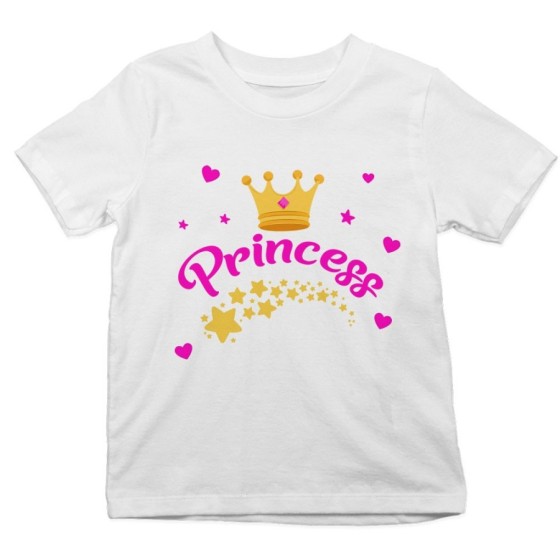 T-shirt bambino prince princess con corona e stelle Divertenti