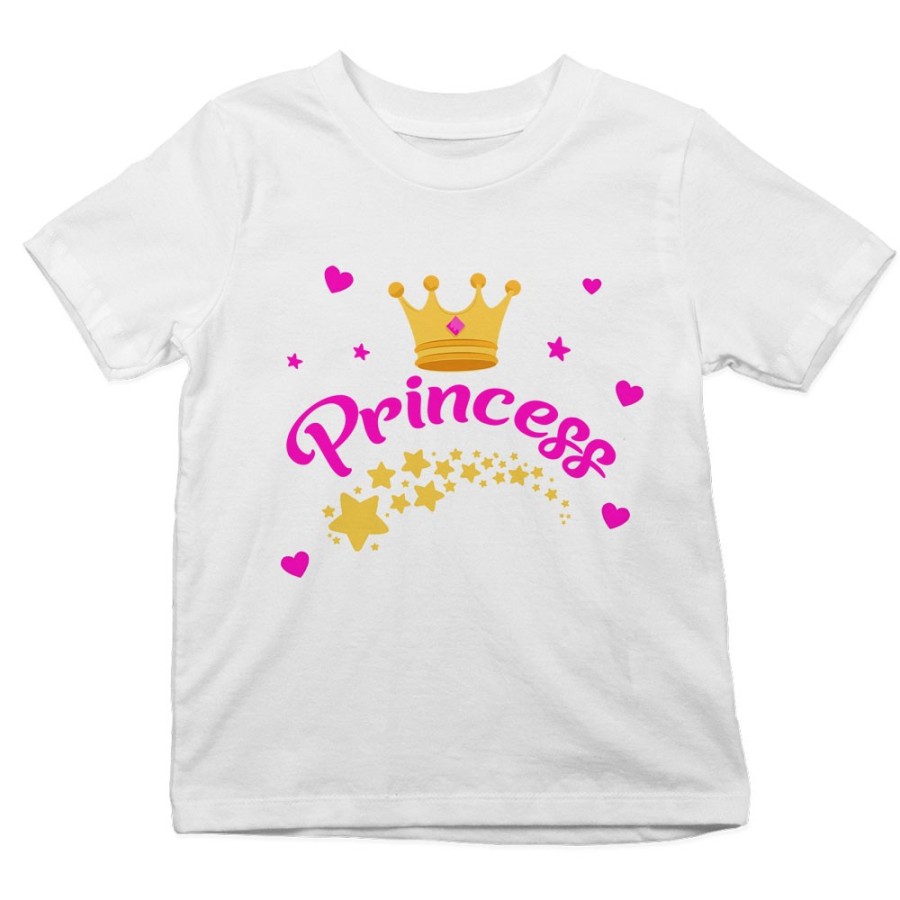 T-shirt bambino prince princess con corona e stelle Divertenti