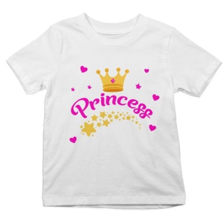 T-shirt bambino prince princess con corona e stelle