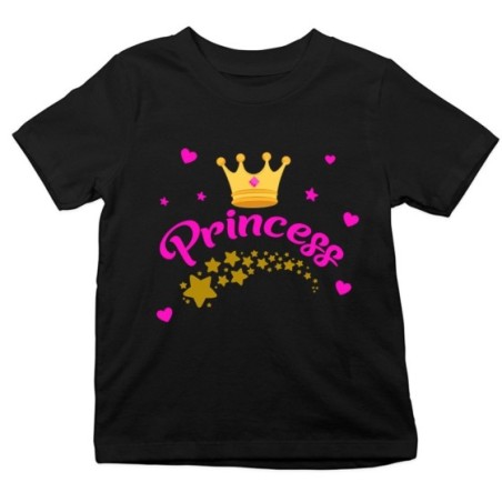 T-shirt bambino prince princess con corona e stelle Divertenti