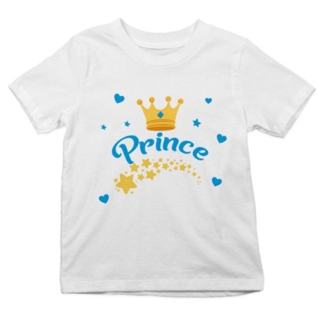 T-shirt bambino prince princess con corona e stelle Divertenti