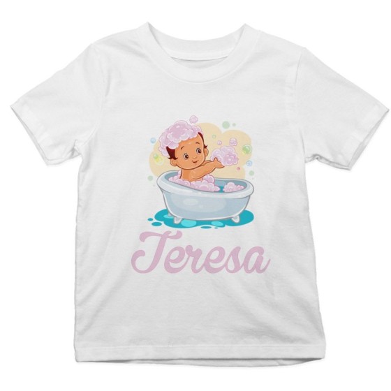 T-shirt bambina personalizzata con nome bimba nella vasca Divertenti