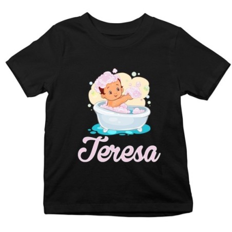 T-shirt bambina personalizzata con nome bimba nella vasca Divertenti