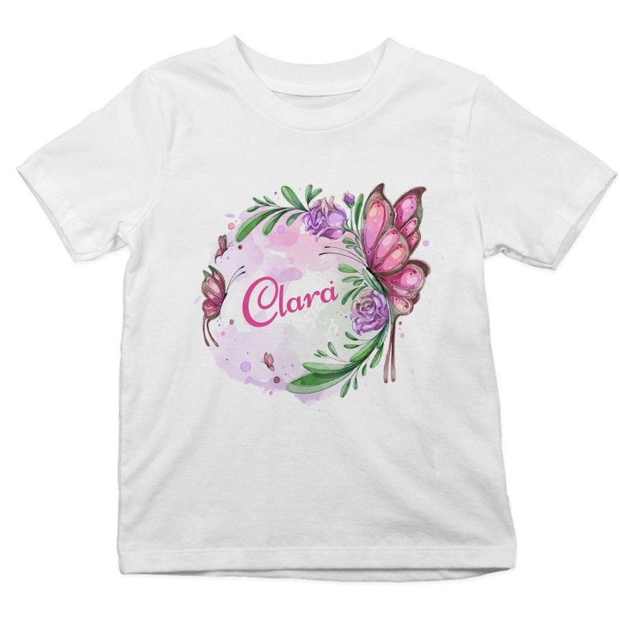 T-shirt bambina personalizzata con nome farfalla watercolor Divertenti