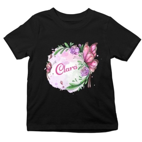 T-shirt bambina personalizzata con nome farfalla watercolor Divertenti