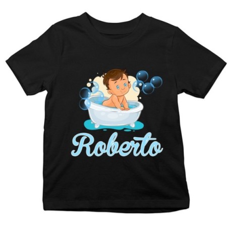 T-shirt bambino personalizzata con nome bimbo nella vasca