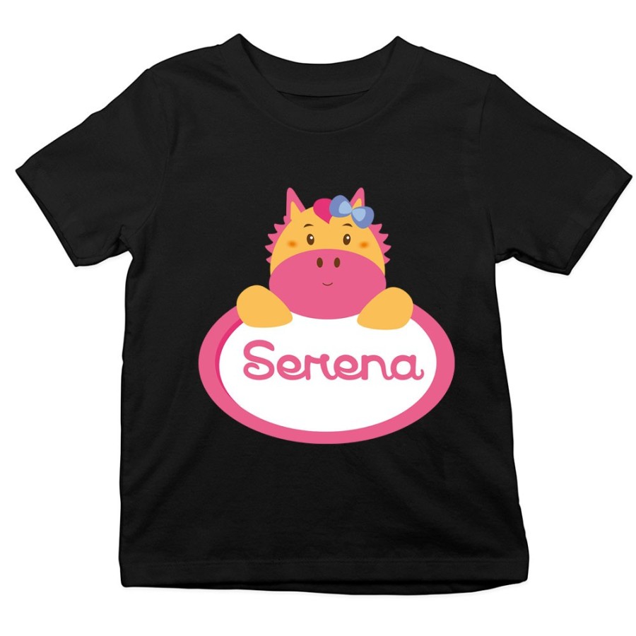 T-shirt bambina personalizzata con nome cavalluccio Divertenti