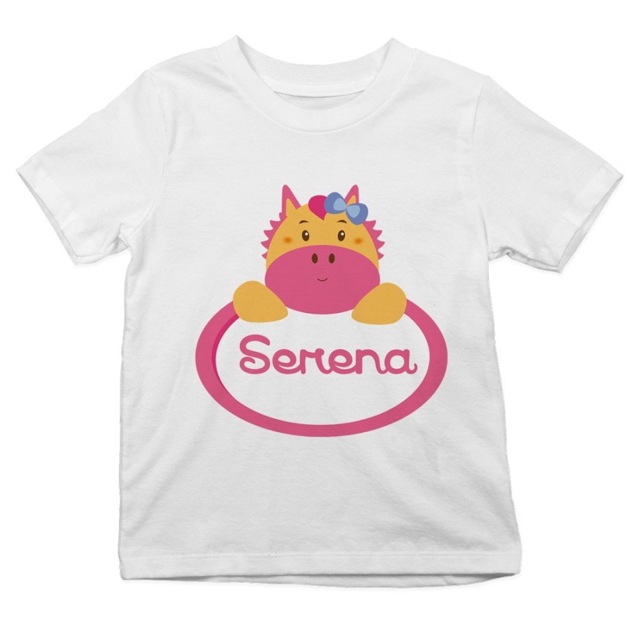 T-shirt bambina personalizzata con nome cavalluccio Divertenti