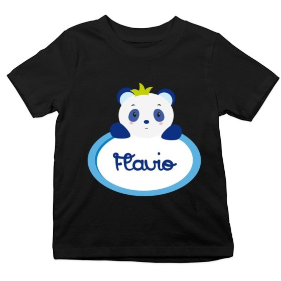 T-shirt bambino personalizzata con nome panda Divertenti