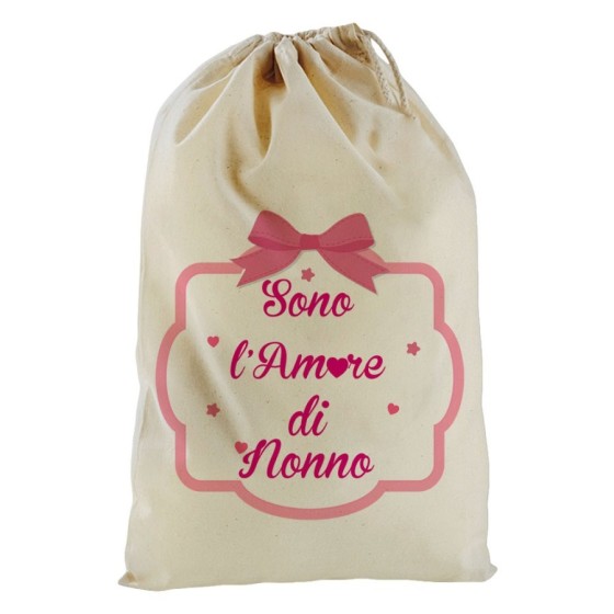 Sacchetto nascita bimbo personalizzabile con nome sono l'amore di nonno dei nonni con fiocco Per i nonni