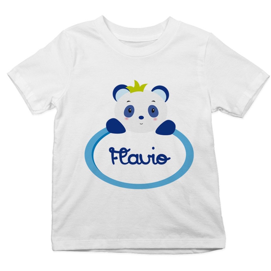 T-shirt bambino personalizzata con nome panda Divertenti