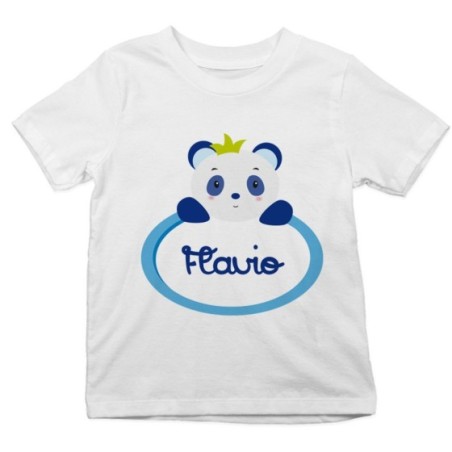 T-shirt bambino personalizzata con nome panda Divertenti