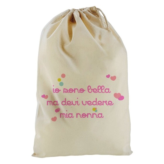 Sacchetto nascita personalizzabile io sono bella ma devi vedere mio nonno i miei nonni Per i nonni