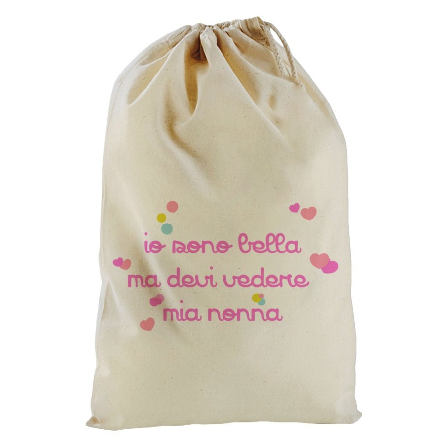 Sacchetto nascita personalizzabile io sono bella ma devi vedere mio nonno i miei nonni Per i nonni