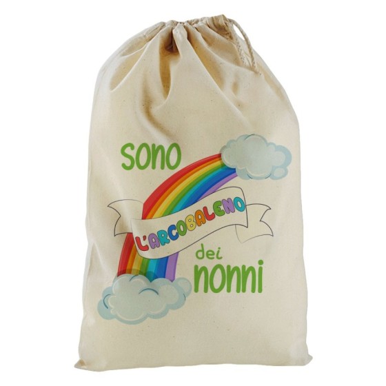 Sacchetto nascita bimbo personalizzabile con nome sono l'arcobaleno del nonno dei nonni Per i nonni