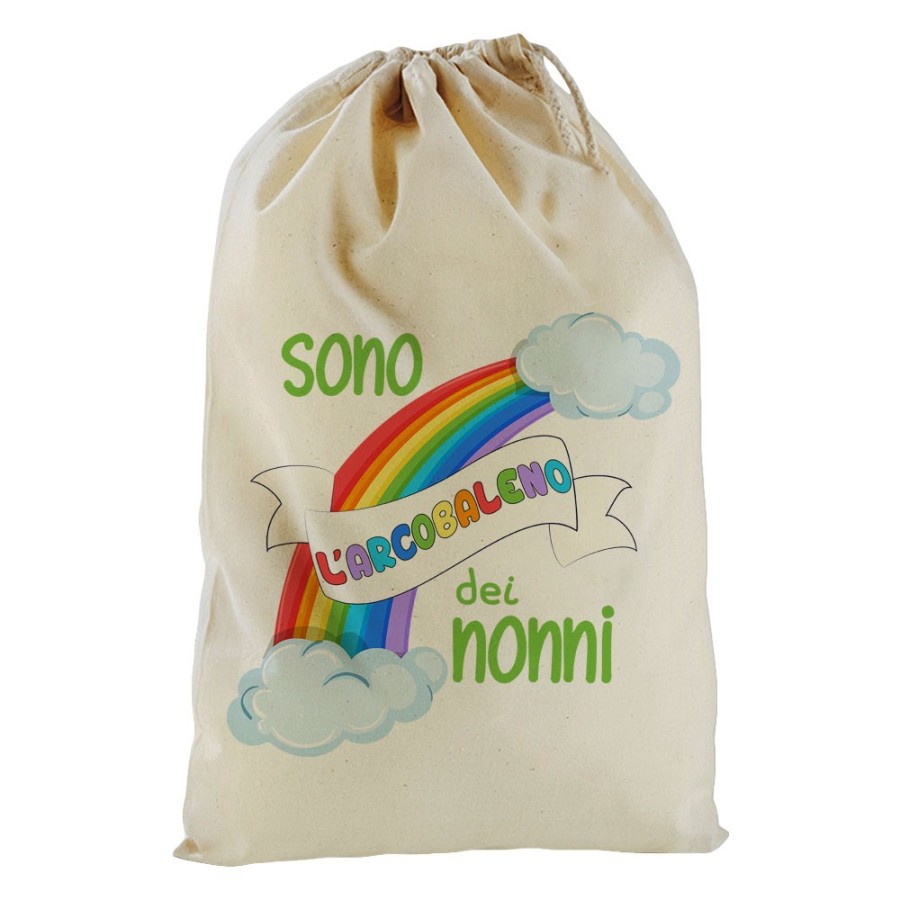 Sacchetto nascita bimbo personalizzabile con nome sono l'arcobaleno del nonno dei nonni Per i nonni
