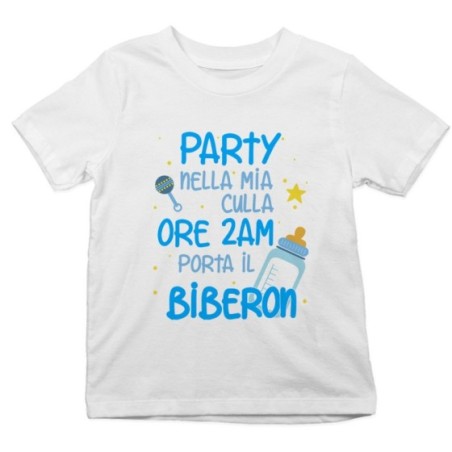 T-shirt bambino party nella mia culla Divertenti