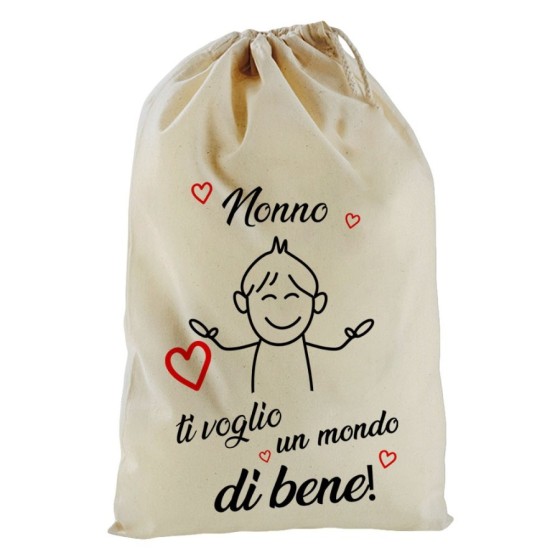 Sacchetto nascita bimbo nonno nonni ti voglio vi voglio un mondo di bene Per i nonni