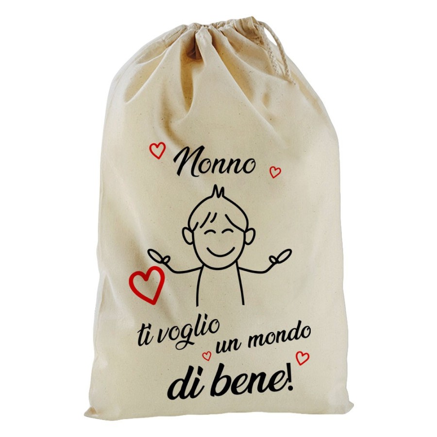 Sacchetto nascita bimbo nonno nonni ti voglio vi voglio un mondo di bene Per i nonni