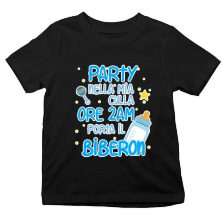 T-shirt bambino party nella mia culla Divertenti