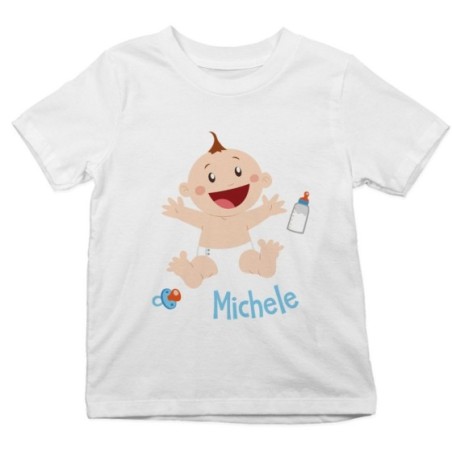 T-shirt bambino personalizzata con nome bimbo con ciuccio...