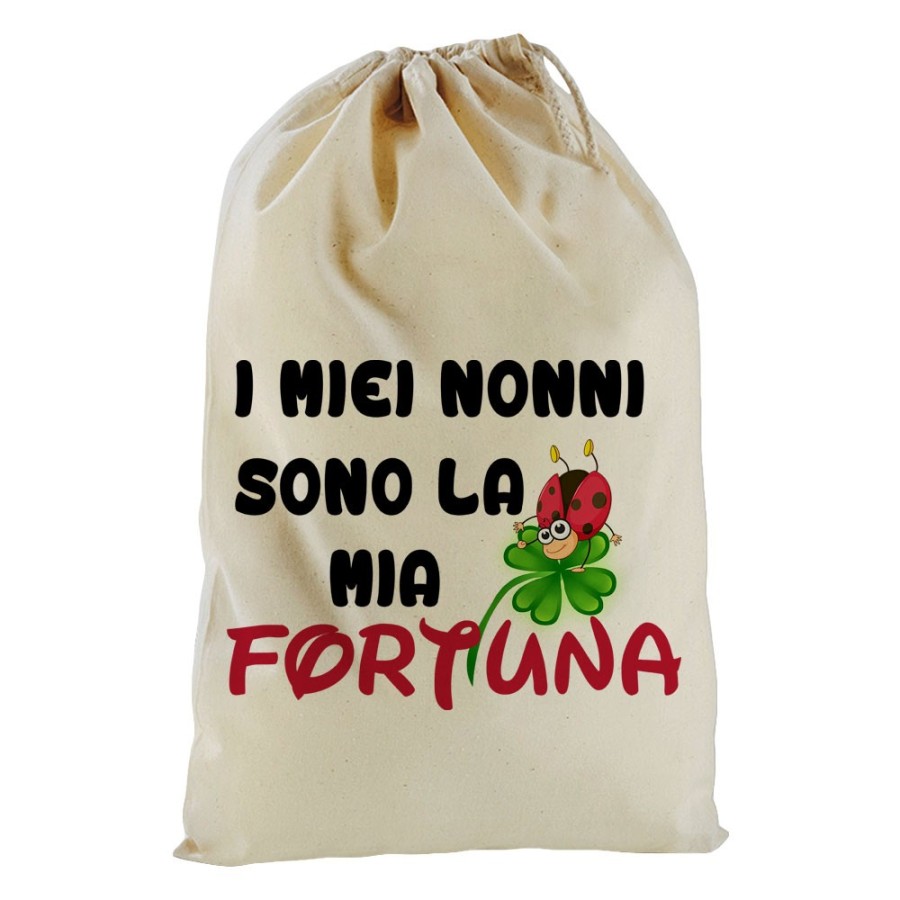 Sacchetto nascita bimbo il mio nonno i miei nonni sono la mia fortuna con coccinella Per i nonni