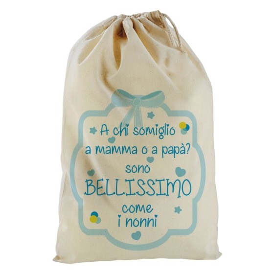 Sacchetto nascita personalizzabile a chi somiglio a mamma o papà? sono bellissimo i nonni Per i nonni