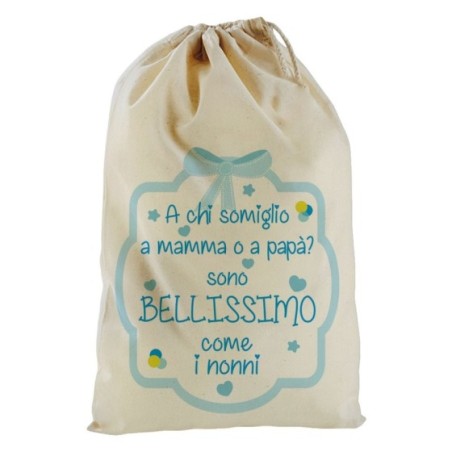 Sacchetto nascita personalizzabile a chi somiglio a mamma...