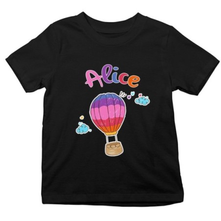 T-shirt bambina personalizzata con nome mongolfiera colorata