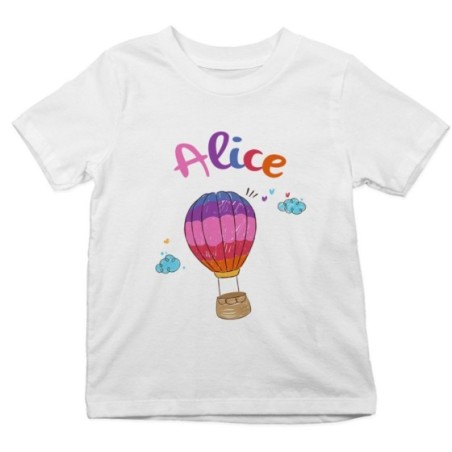T-shirt bambina personalizzata con nome mongolfiera colorata Divertenti