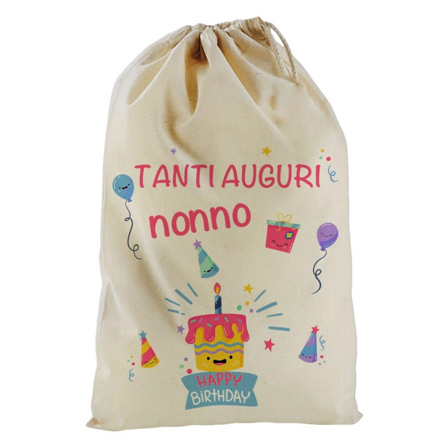 Sacchetto nascita bimbo personalizzabile con nome tanti auguri nonno nonna con palloncini Per i nonni