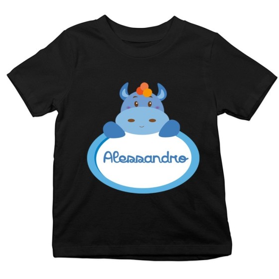 T-shirt bambino personalizzata con nome ippopotamo Divertenti
