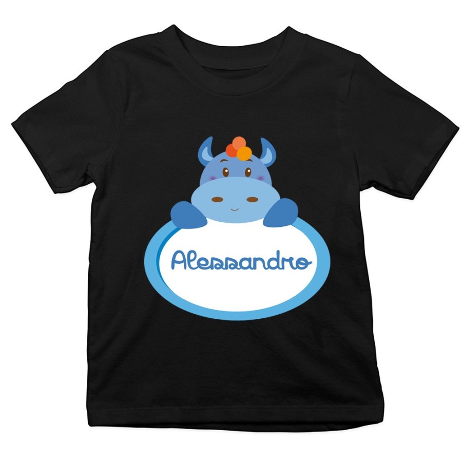 T-shirt bambino personalizzata con nome ippopotamo Divertenti