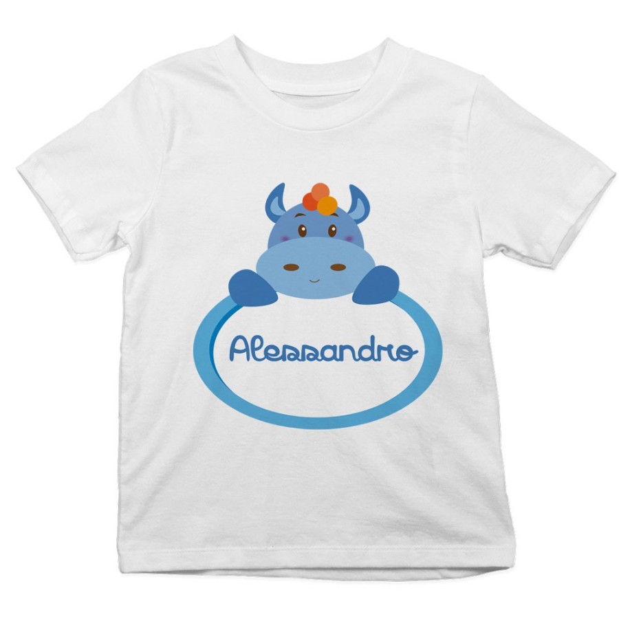 T-shirt bambino personalizzata con nome ippopotamo Divertenti