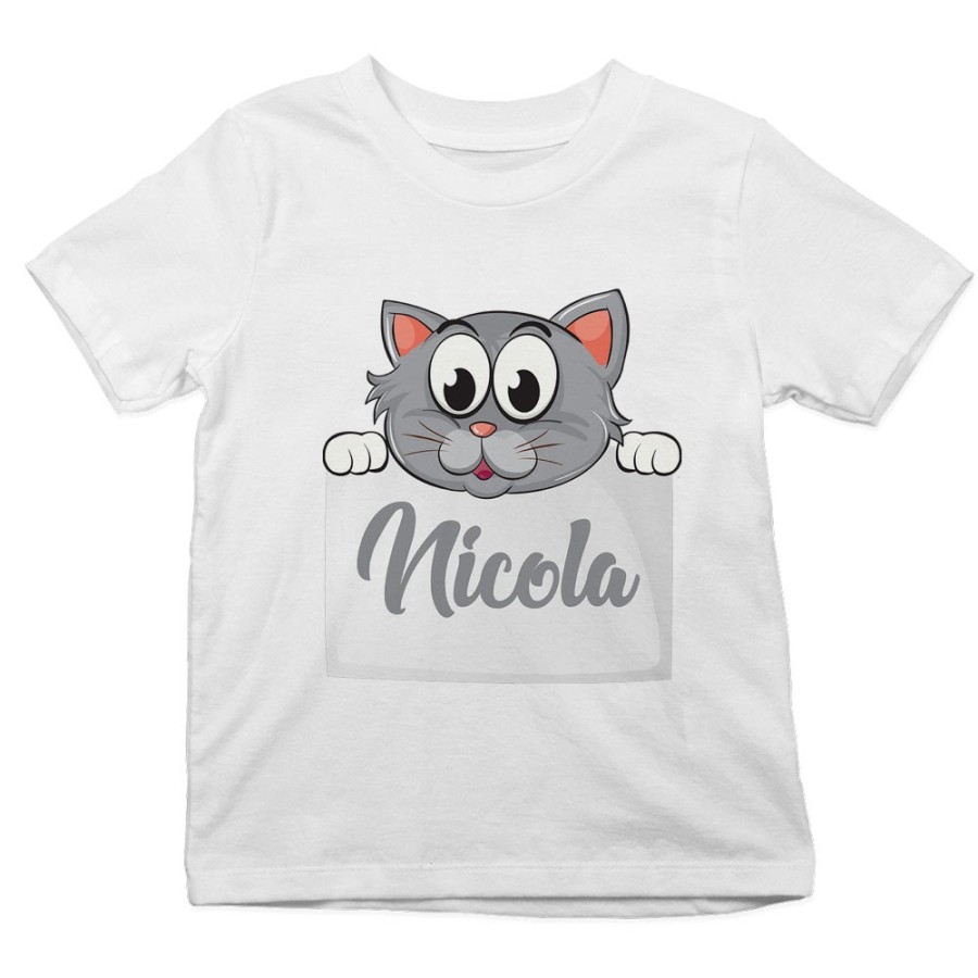 T-shirt bambino personalizzata con nome baby gattino Divertenti