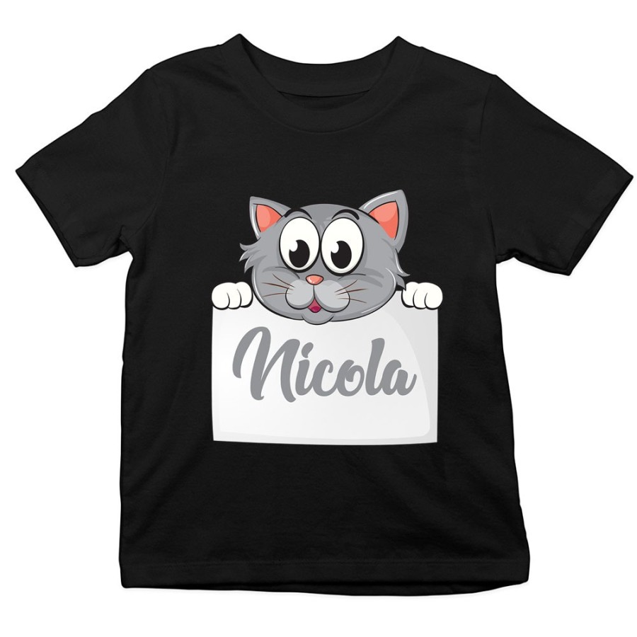 T-shirt bambino personalizzata con nome baby gattino Divertenti