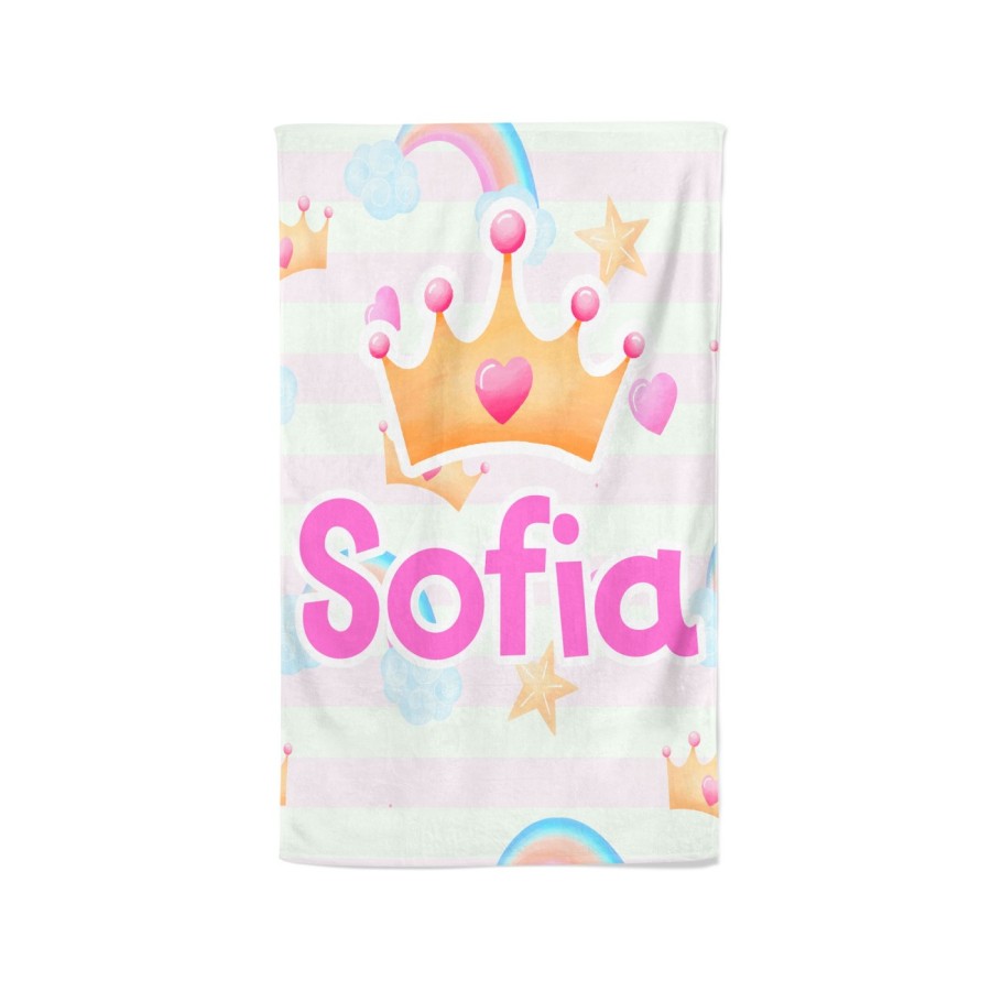 Asciugamani personalizzata con nome con corona watercolor Divertenti