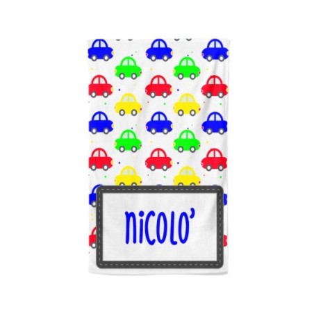 Asciugamani personalizzata con nome con macchinine