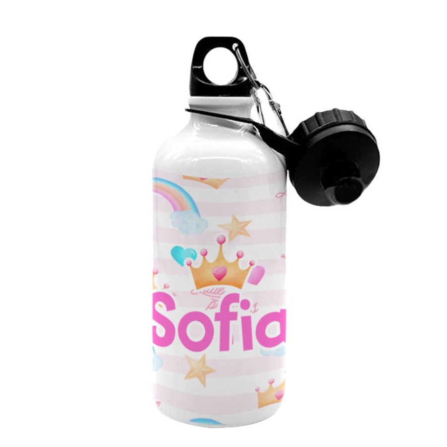 Borraccia personalizzata con nome con corona watercolor Divertenti
