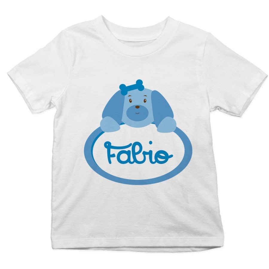 T-shirt bambino personalizzata con nome cagnolino Divertenti