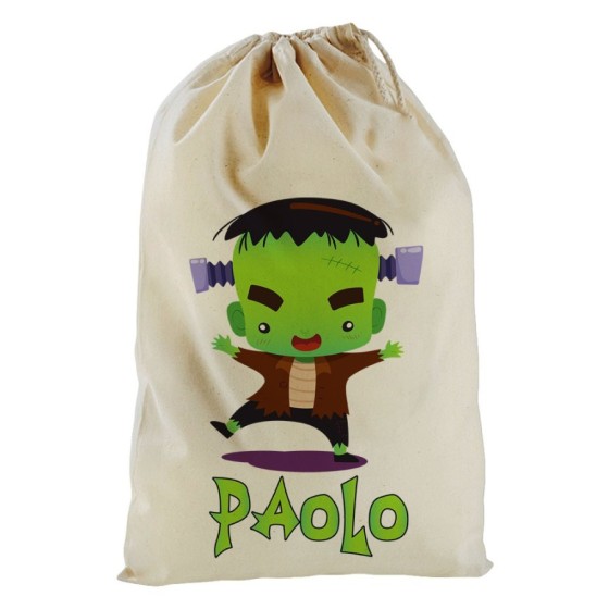 Sacchetto personalizzato con nome piccolo frankenstein Halloween