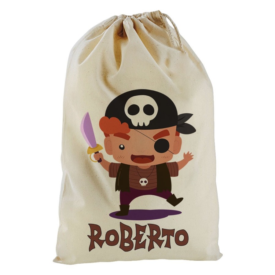 Sacchetto personalizzato con nome piccolo pirata Halloween
