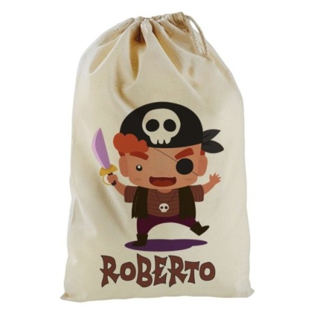 Sacchetto personalizzato con nome piccolo pirata
