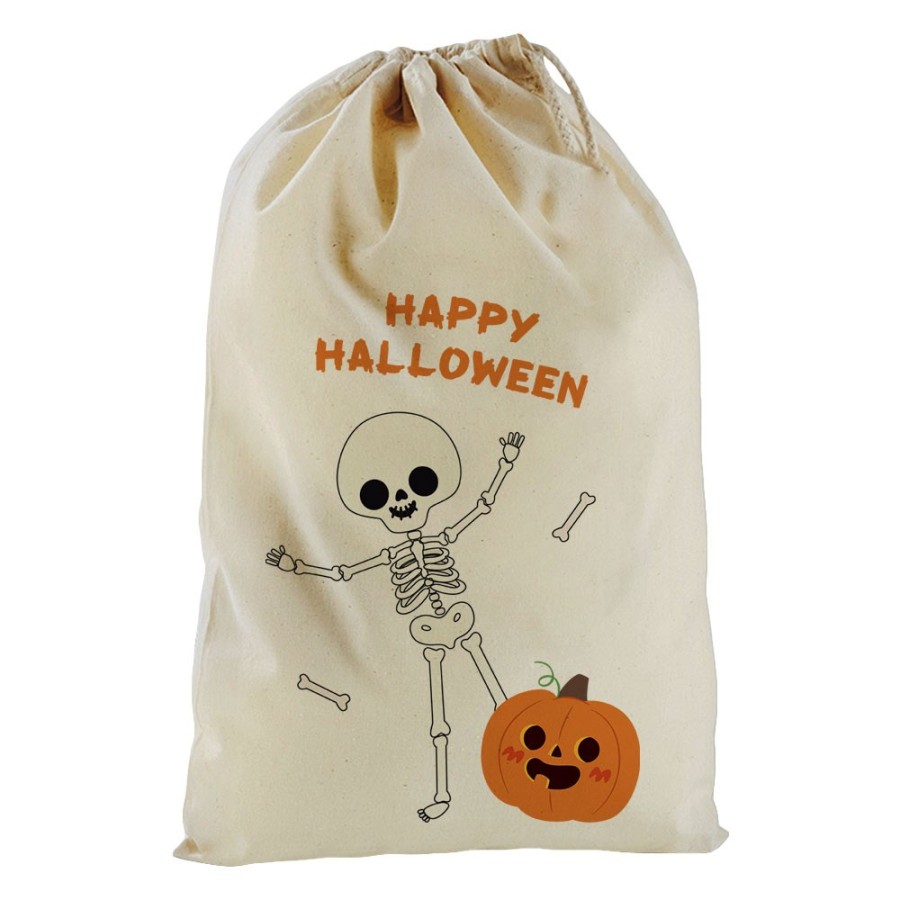 Sacchetto happy halloween con scheletro e zucca danzerini Halloween