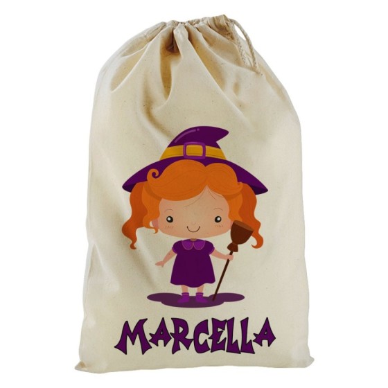 Sacchetto personalizzato con nome piccola streghetta Halloween