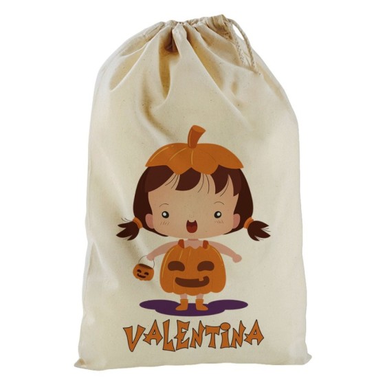 Sacchetto personalizzato con nome piccola zucca Halloween
