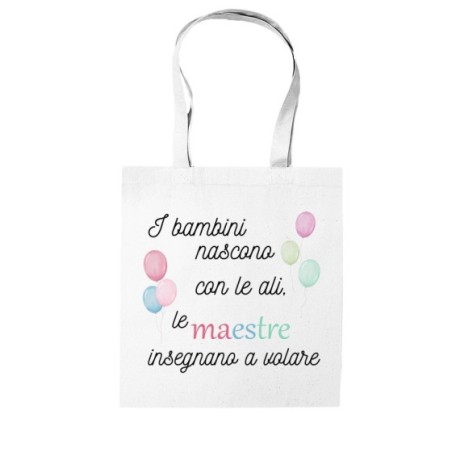 Shopper bag personalizzata i bambini nascono con le ali...