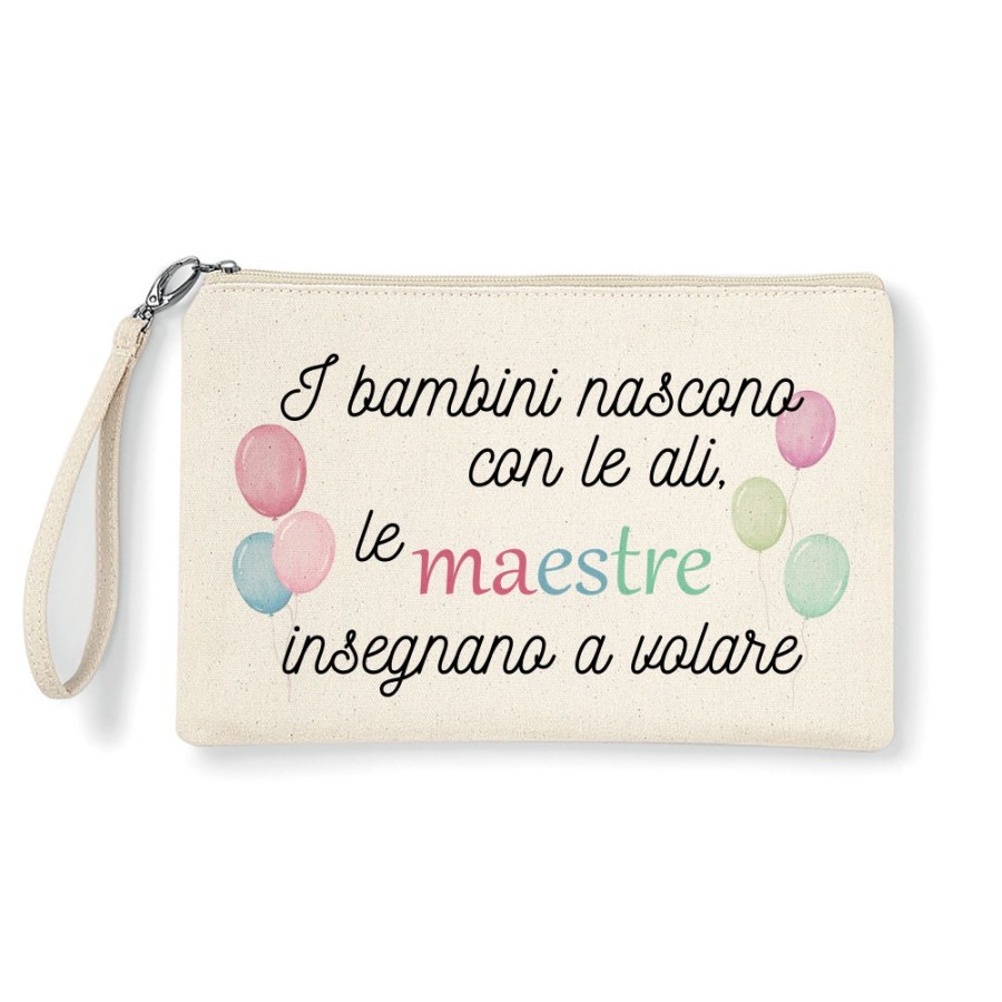 Pochette personalizzata i bambini nascono con le ali le maestre insegnano a volare grazie maestra Per insegnanti